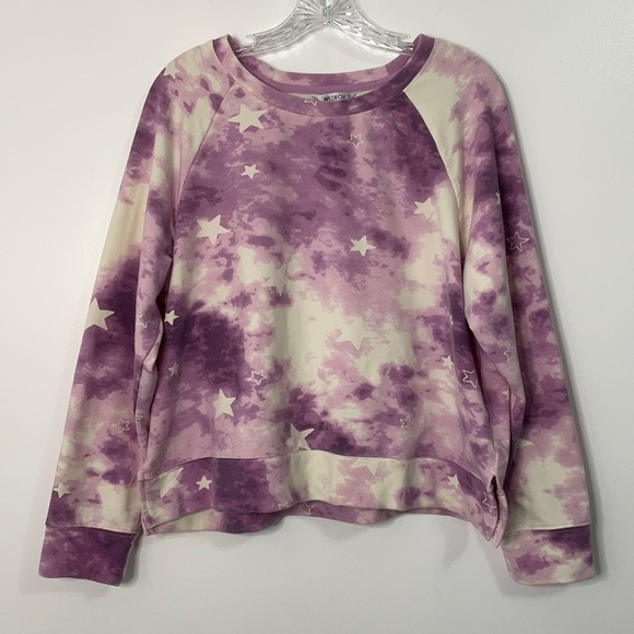 Wildfox Purple Tie Dye Star Print Sweatshirt Pajama Top XL - Picture 2 of 7